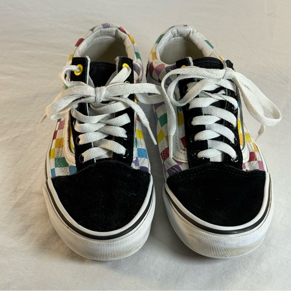 Vans Old Skool Rainbow Checkerboard Sneakers Multi/Black Women’s 6 Skate Y2K - Picture 2 of 13